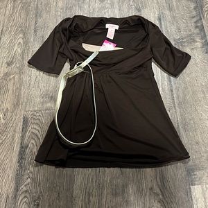 Women's brand new with belt, size small, brown, Candies short sleeved top.